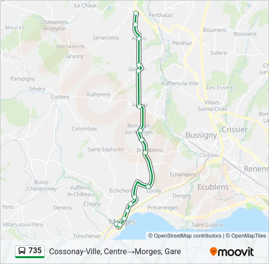 735 Bus Line Map