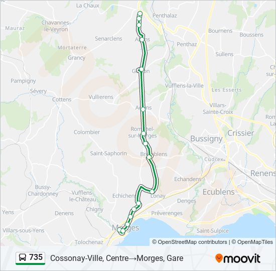 735 bus Line Map