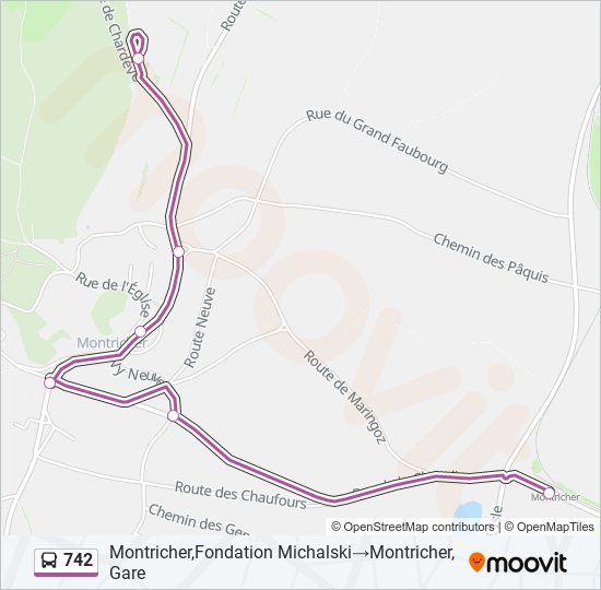 Plan de la ligne 742 de bus