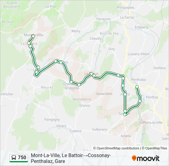 750 Bus Line Map