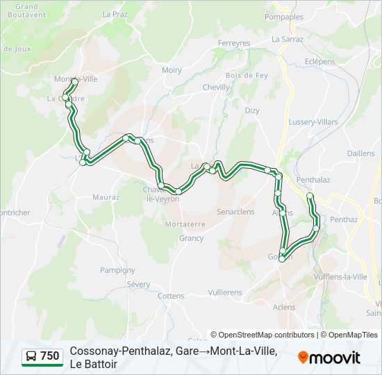 750 Bus Line Map