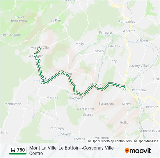 750 Bus Line Map