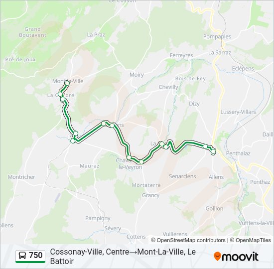 750 Bus Line Map