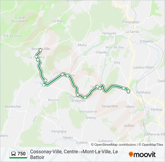 750 Bus Line Map