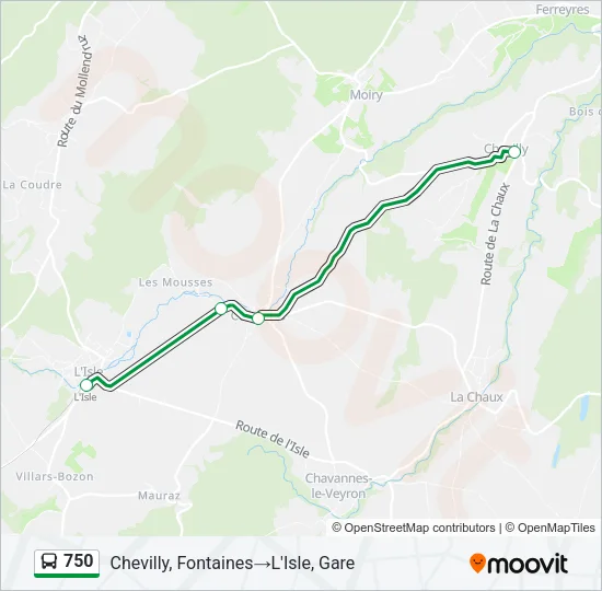 750 Bus Line Map