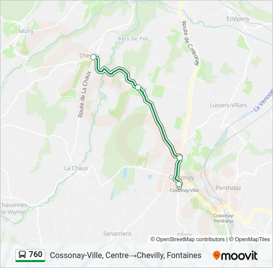 Plan de la ligne 760 de bus
