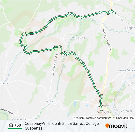 760 Bus Line Map