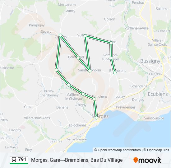 Plan de la ligne 791 de bus