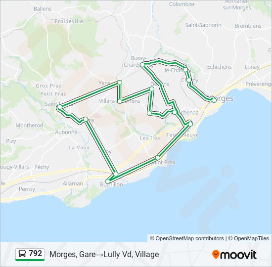 Plan de la ligne 792 de bus