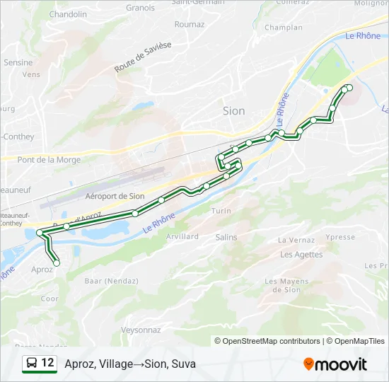 Plan de la ligne 12 de bus