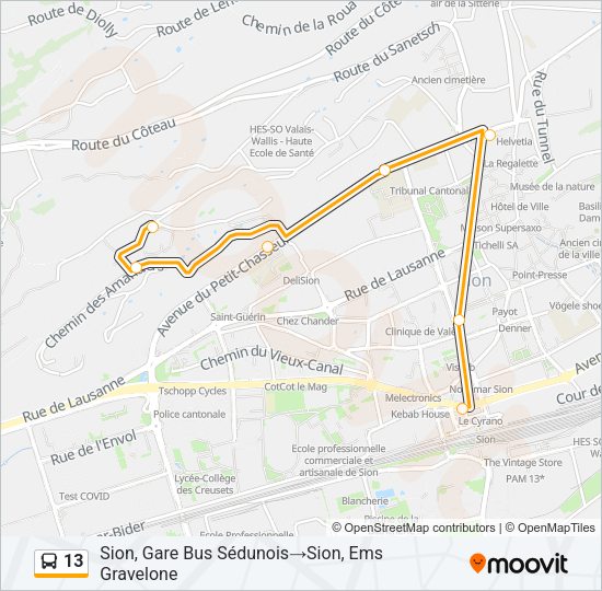 13 Bus Line Map