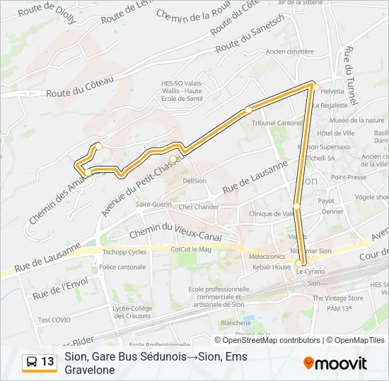 13 Bus Line Map