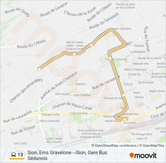 13 Bus Line Map