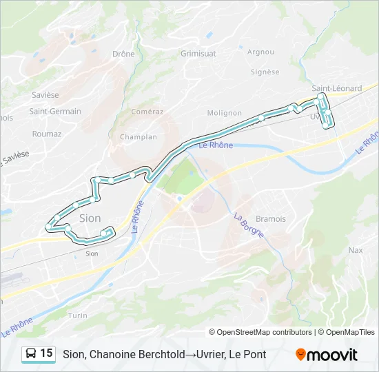Plan de la ligne 15 de bus