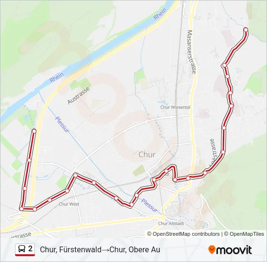 Plan de la ligne 2 de bus