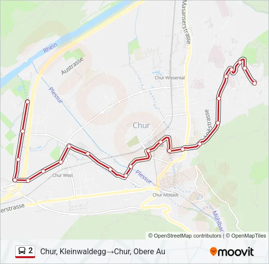 Plan de la ligne 2 de bus
