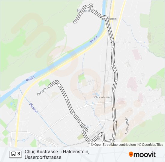 Plan de la ligne 3 de bus