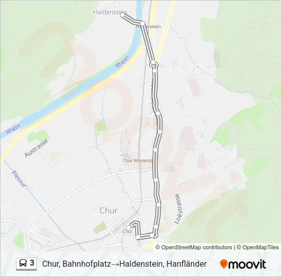 Plan de la ligne 3 de bus