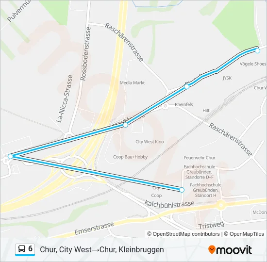 Plan de la ligne 6 de bus