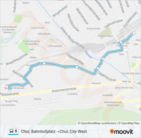 6 Bus Line Map