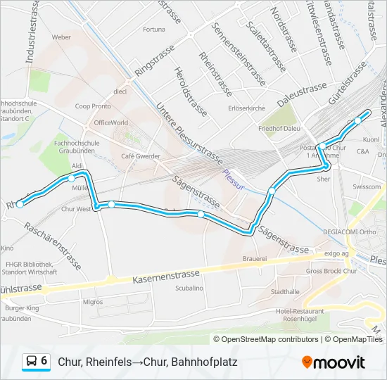 Plan de la ligne 6 de bus