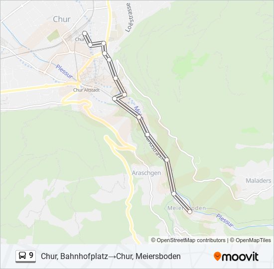 9 bus Line Map