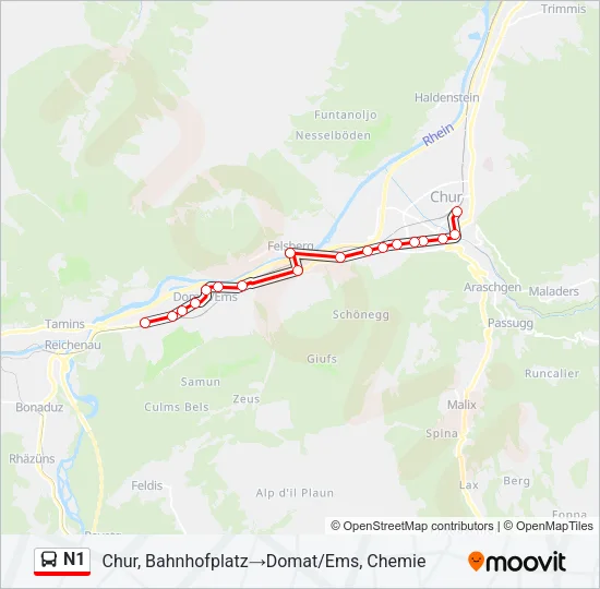 N1 Bus Line Map