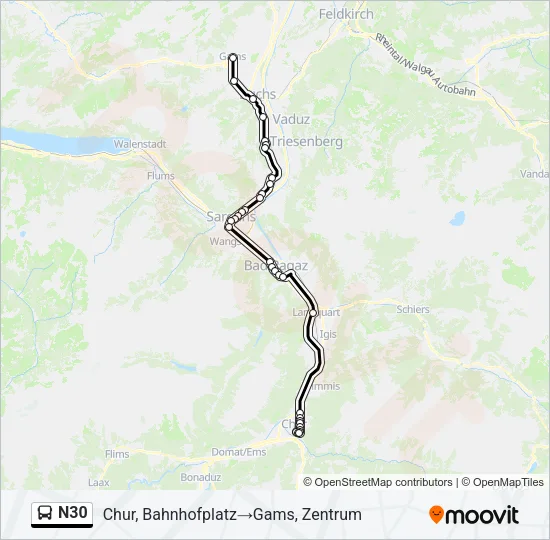 N30 Bus Line Map