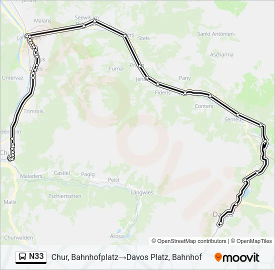 N33 Bus Line Map
