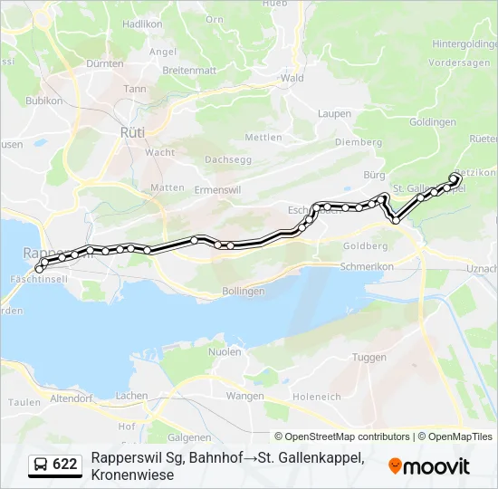 Plan de la ligne 622 de bus