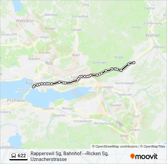 Plan de la ligne 622 de bus