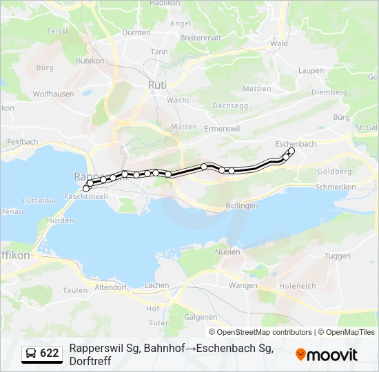 Plan de la ligne 622 de bus