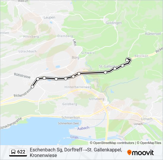 622 Bus Line Map