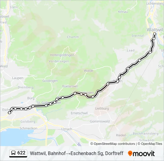 Plan de la ligne 622 de bus