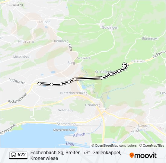 622 Bus Line Map