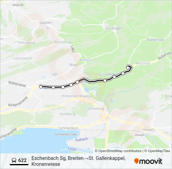Plan de la ligne 622 de bus