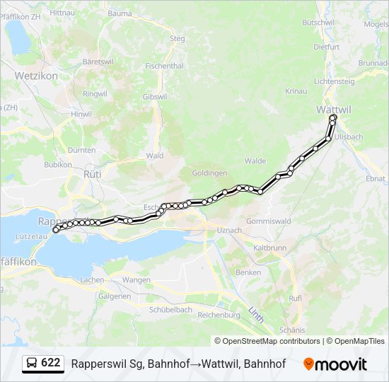 622 Bus Line Map
