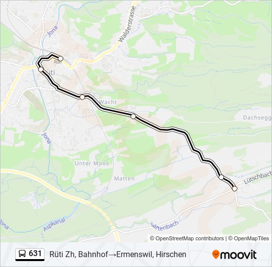 Plan de la ligne 631 de bus