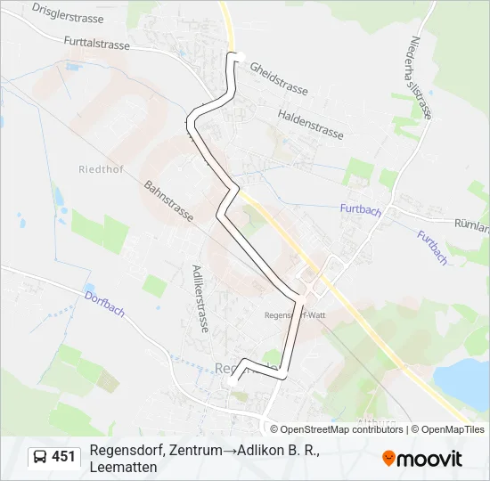 Plan de la ligne 451 de bus