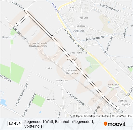 454 Bus Line Map
