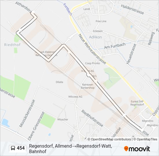 454 Bus Line Map