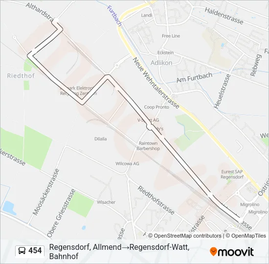 454 Bus Line Map
