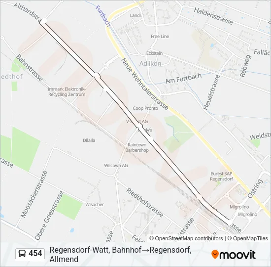 454 Bus Line Map