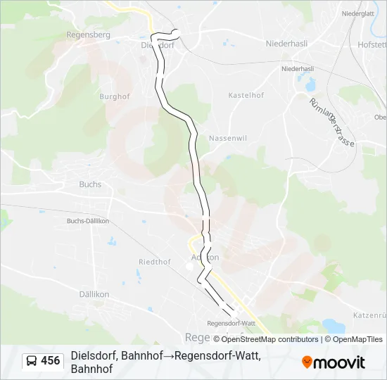 Plan de la ligne 456 de bus