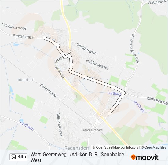 Plan de la ligne 485 de bus