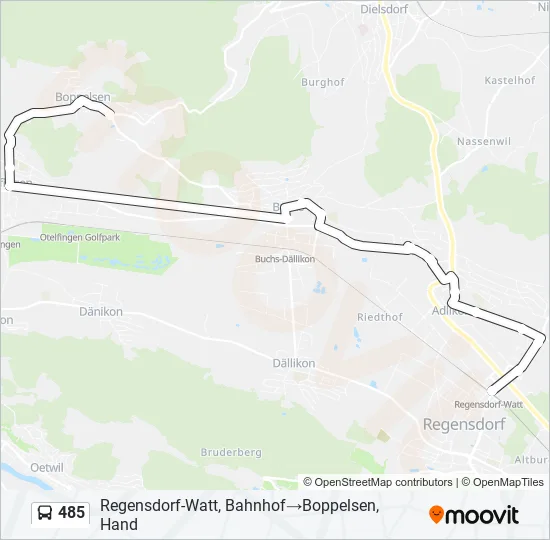Plan de la ligne 485 de bus