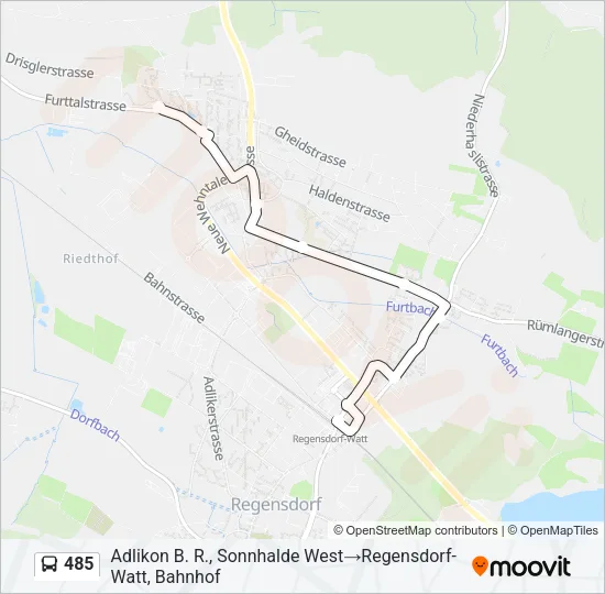 Plan de la ligne 485 de bus