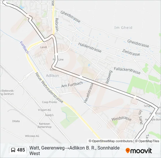 Plan de la ligne 485 de bus