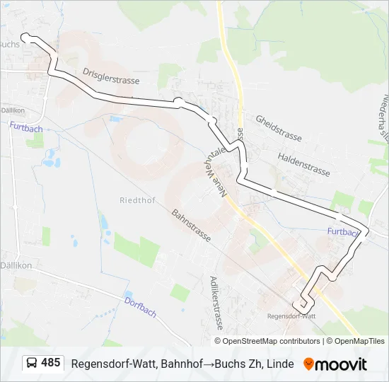 Plan de la ligne 485 de bus