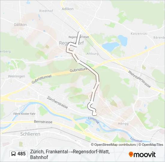 Plan de la ligne 485 de bus